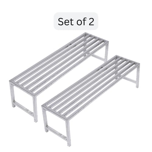 Plant Stands Set of 2 | Stainless Steel Bench Stand | 3ft-5ft Length, 10inches Height | Heavy-Duty & Durable for Balcony, Garden, Terrace, Indoor Outdoor Use