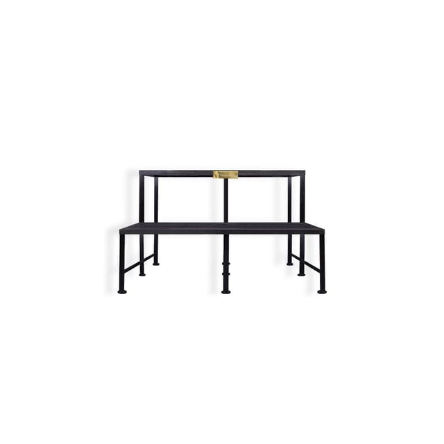 2-Tier Iron Bench Stand 3ft–6ft | Heavy-Duty & Sturdy | Black Finish | Multi-Pot Display for Balcony Garden Indoor Outdoor