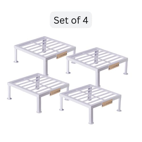 White Iron Plant Stands | Set of 4 Heavy-Duty |12, 15, 18 inch | Strong & Durable for Large Pots | Indoor & Outdoor Use