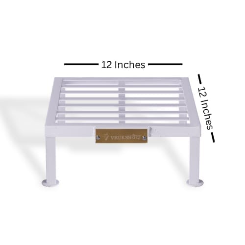 White Iron Plant Stands Set of 2 | Heavy-Duty 12, 15, 18 Inches Square Pot Stand | Strong & Durable for Large Pots | Indoor Outdoor Use for Balcony, Garden, Living Room