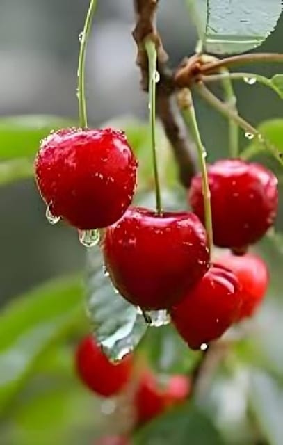 Rare  Red Sweet Cherry Fruit (Plant Height 1.5-2) Cherry Fruit Orignal Hybrid Plant (1 Healthy Cherry Plant) For Home Graden Outdoor Fruit Tree