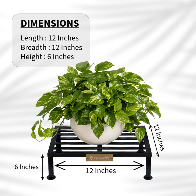 Heavy-Duty Iron Square Plant Stand Set of 2 | Black| 12", 15", 18" Inches| Strong, Durable for Large Pots| Indoor & Outdoor Use- Balcony, Garden, Living Room