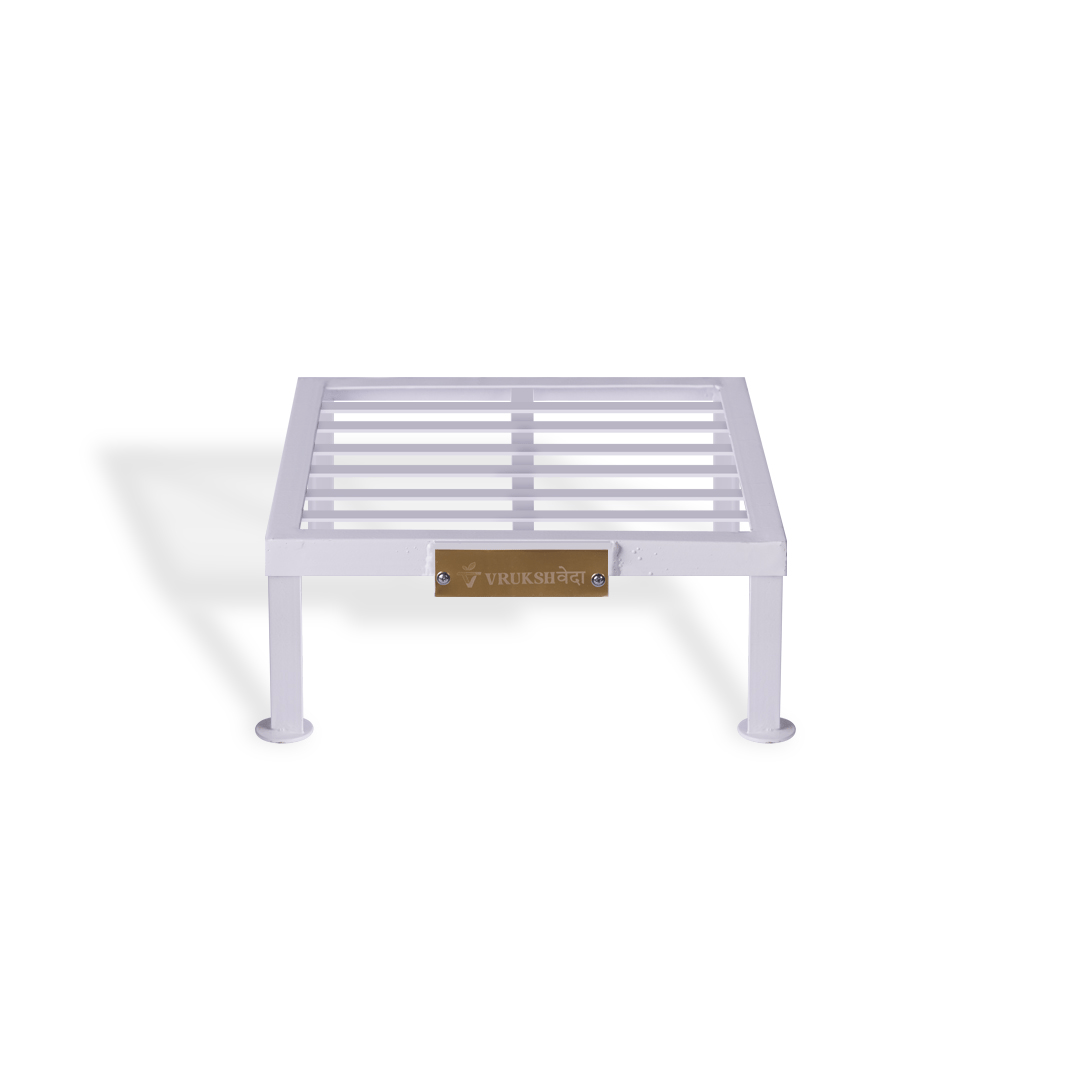 White Iron Plant Stands Set of 2 | Heavy-Duty 12, 15, 18 Inches Square Pot Stand | Strong & Durable for Large Pots | Indoor Outdoor Use for Balcony, Garden, Living Room