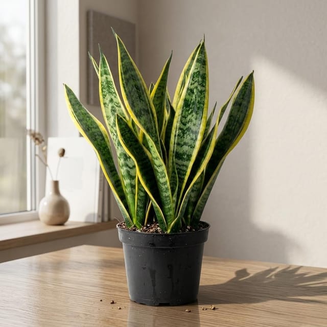 Snake Plant Indoor (Sansevieria Laurentii Yellow) | Air Purifying Lucky Plant | Low Maintenance Indoor Plant with Pot