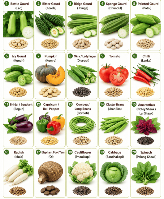20 Organic Vegetable Seeds Combo Box