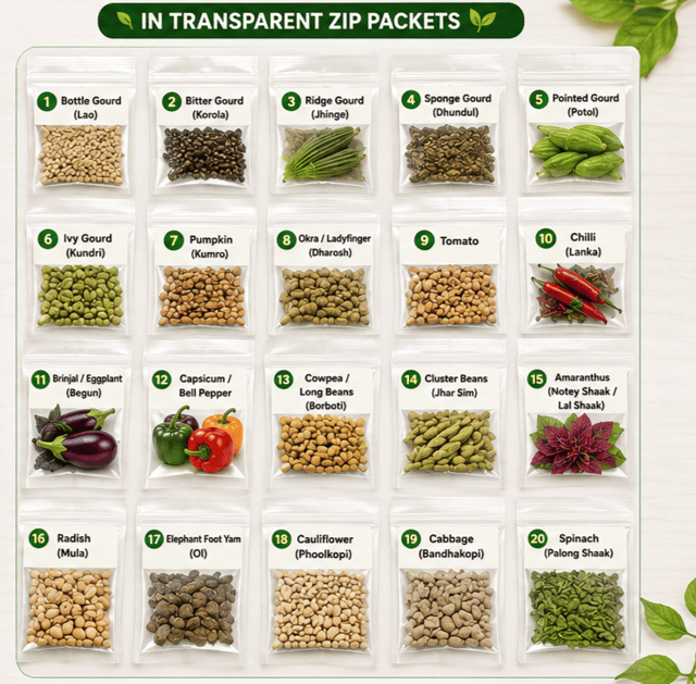 20 Organic Vegetable Seeds Combo Box